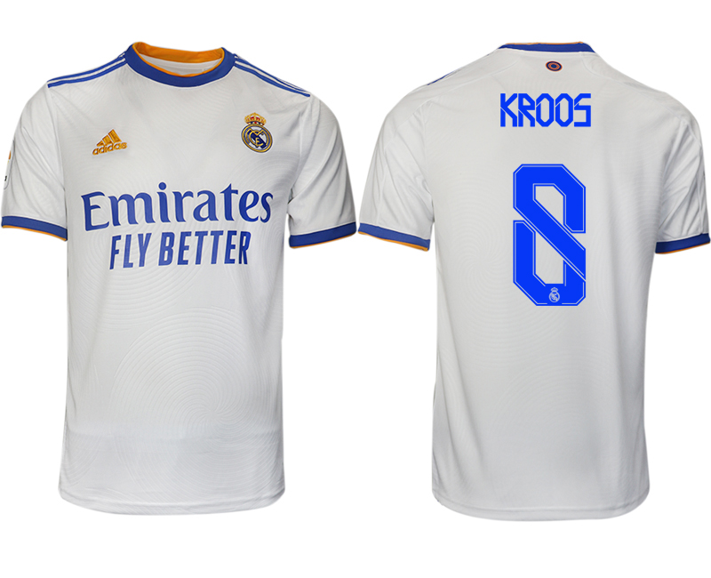 Men 2021-2022 Club Real Madrid home aaa version white #8 Soccer Jerseys->real madrid jersey->Soccer Club Jersey